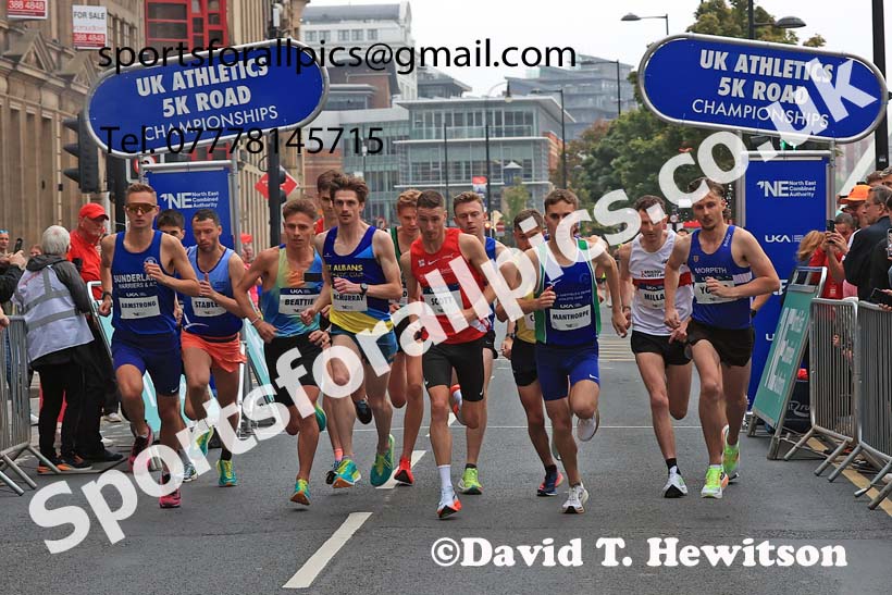 Mens 2024 UK Athletics 5k Road Champs., Newcastle/Gateshead Quayside.  Photo: David T. Hewitson/Sports for All Pics
